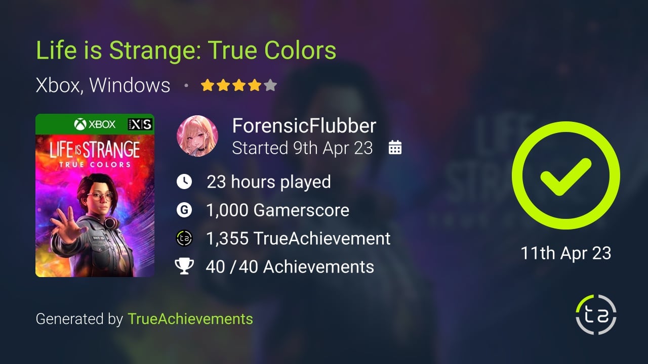 Life is Strange True Colors achievement summary